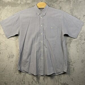 Orvis Men's XL Blue White Check Button Down‎ Short Sleeve